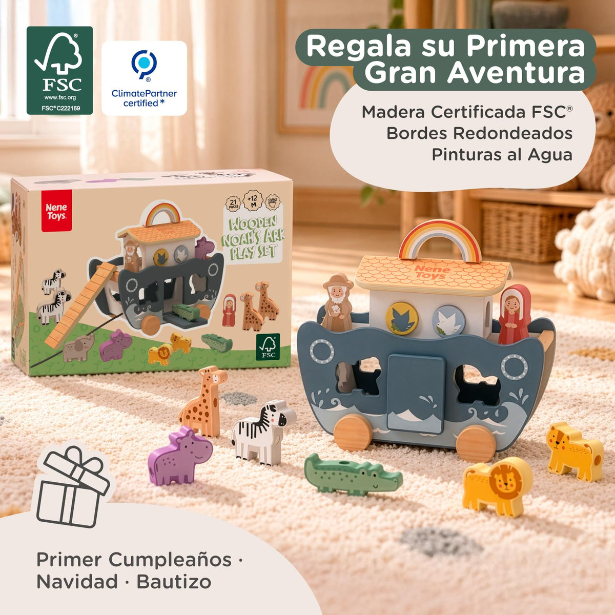 Wooden Noah's Ark Play Set — PT05