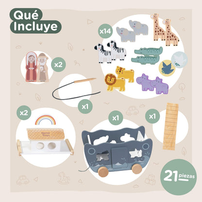 Wooden Noah's Ark Play Set — PT06