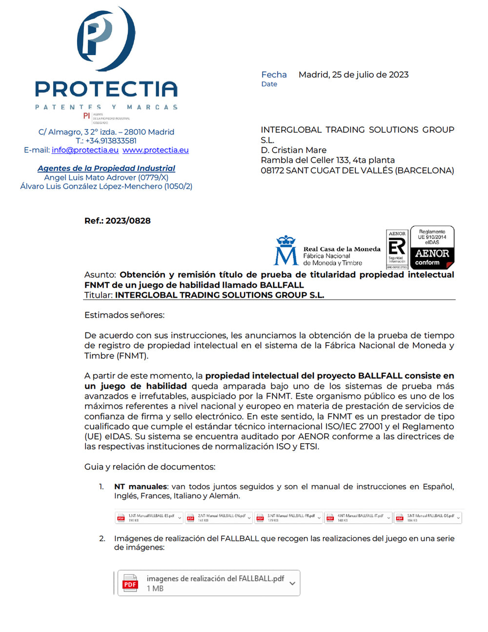 Proof of Time for Registration of Intellectual Property (ES - EN)