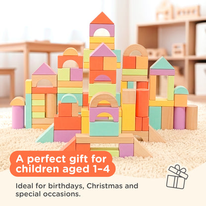 100 Pcs Wooden Building Blocks - Classic Colors — PT06