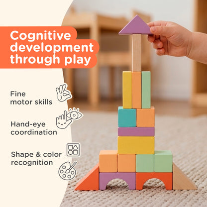 100 Pcs Wooden Building Blocks - Classic Colors — product details
