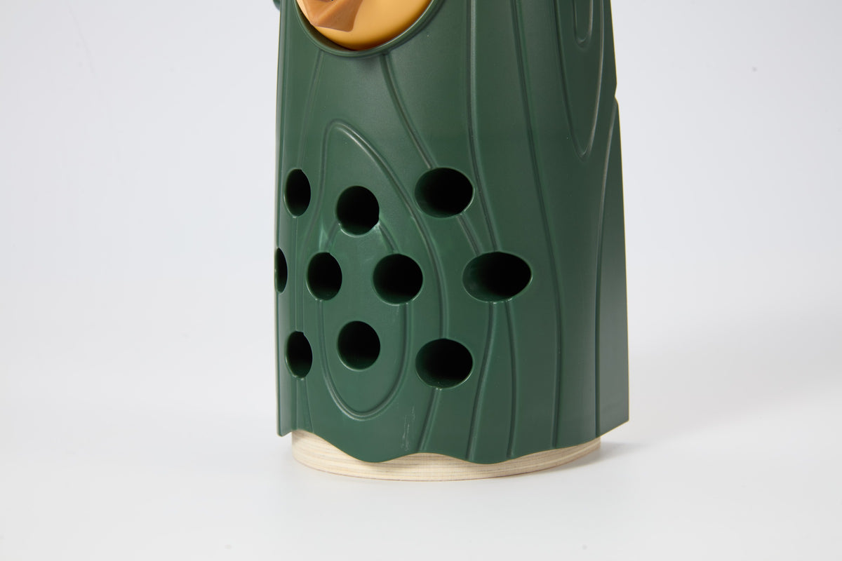 Little Woodpecker Forest Green — tree trunk and worm holes