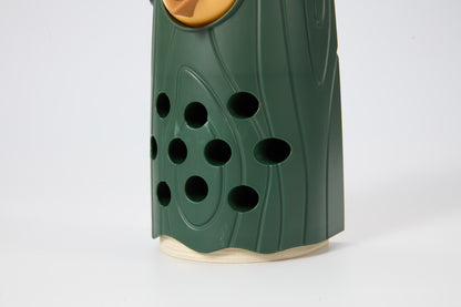 Little Woodpecker Forest Green — tree trunk and worm holes