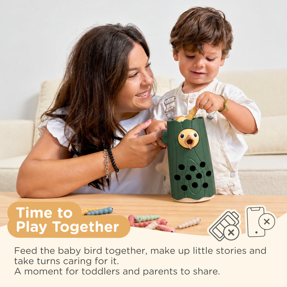 Nene Toys Little Woodpecker Forest Green — parent and child playing together