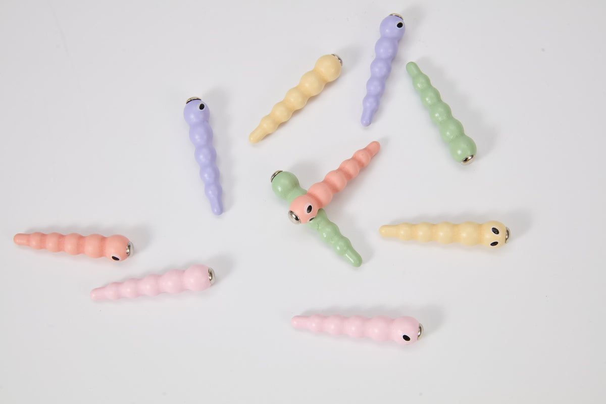 Little Woodpecker Soft Pink — colorful worms for sorting and matching