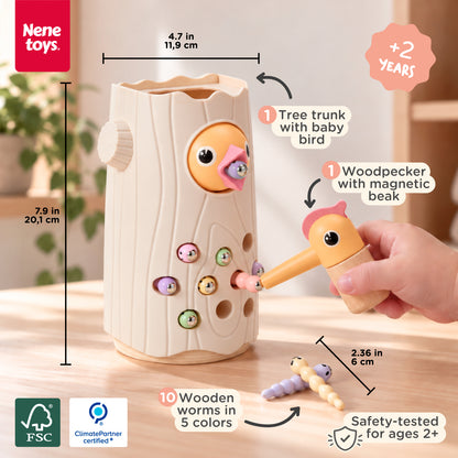 Nene Toys Little Woodpecker Soft Pink — set contents and dimensions